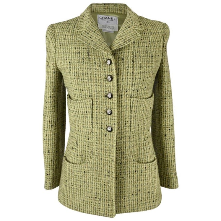 Chanel vintage green tweed jacket.