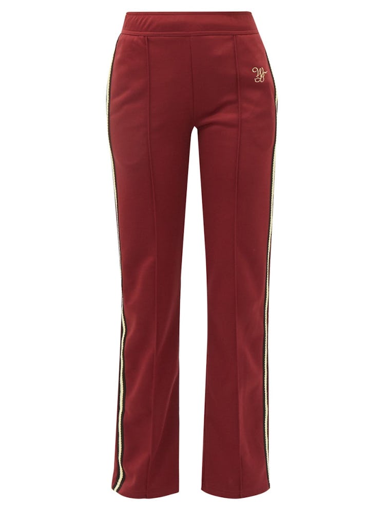 Wales Bonner burgundy track pants.