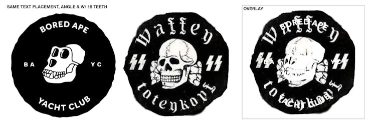 Ryder Ripps Bored Apes Totenkopf symbol comparison