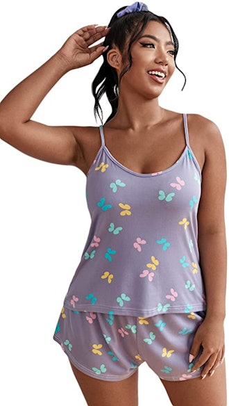 Floerns Plus Size Cami Top and Shorts Pajama Set