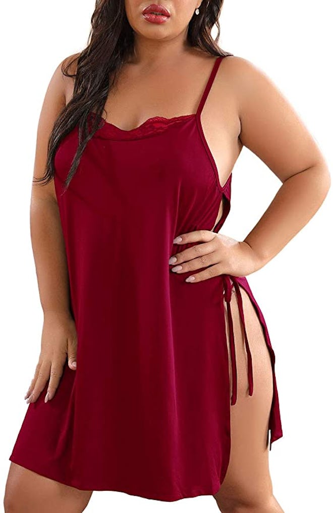 XAKALAKA Plus Size Side Slit Babydoll