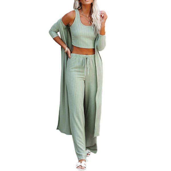 Fessceruna Ribbed Knit Loungewear Set (3 Pieces)