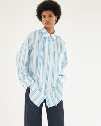 Ashley Shirt Organic Cotton Stripe Blue