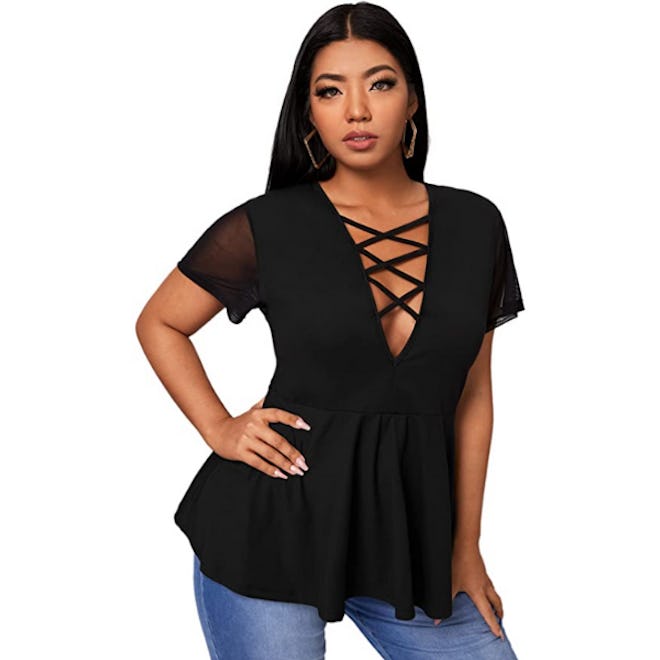 SOLY HUX Criss-Cross V-Neck Top