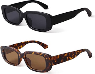 BUTABY Rectangle Retro Sunglasses (2-Pack)
