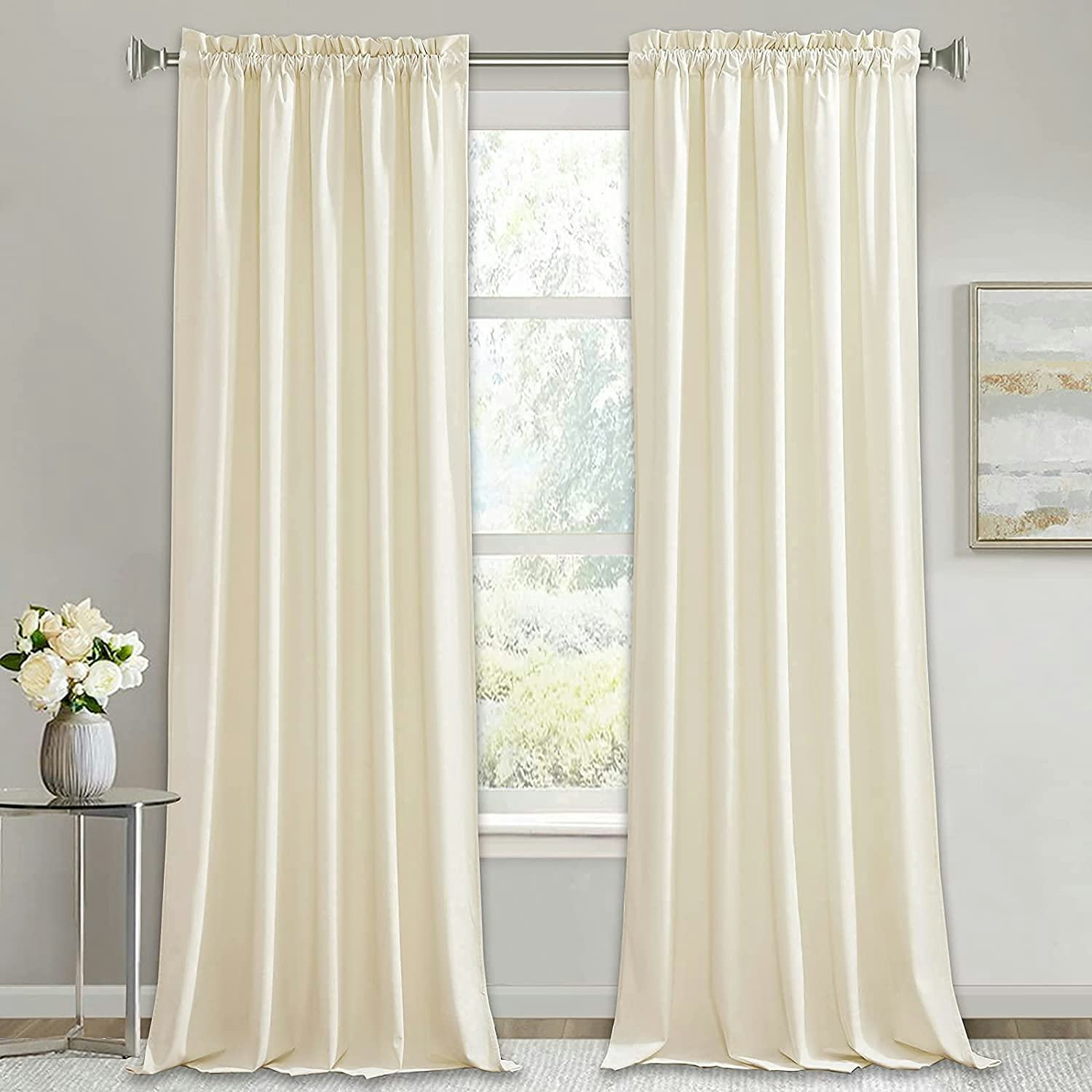 RYB HOME Ivory Velvet Curtains