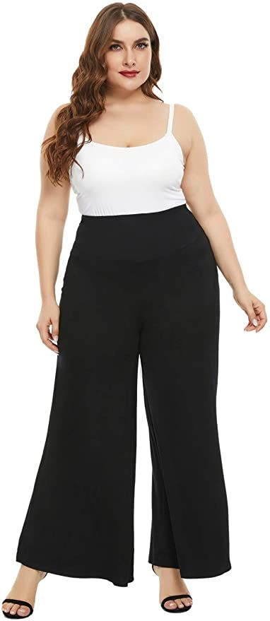 Hanna Nikole Plus Size Stretchy Wide Leg Palazzo Lounge Pant