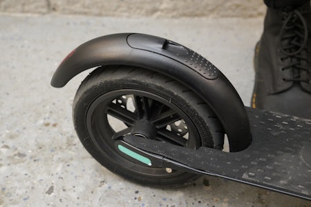 Back wheel of Levy electric scooter.
