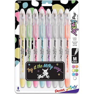 Pentel Arts Milky Pop Pastel Gel Pens (8-Pack)