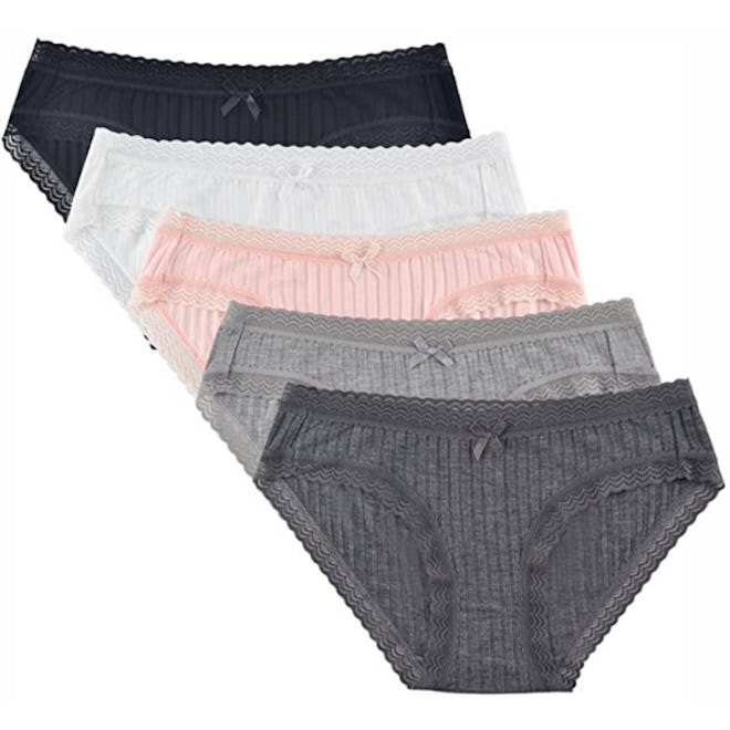 KNITLORD Lace Trim Underwear (5 Pack)
