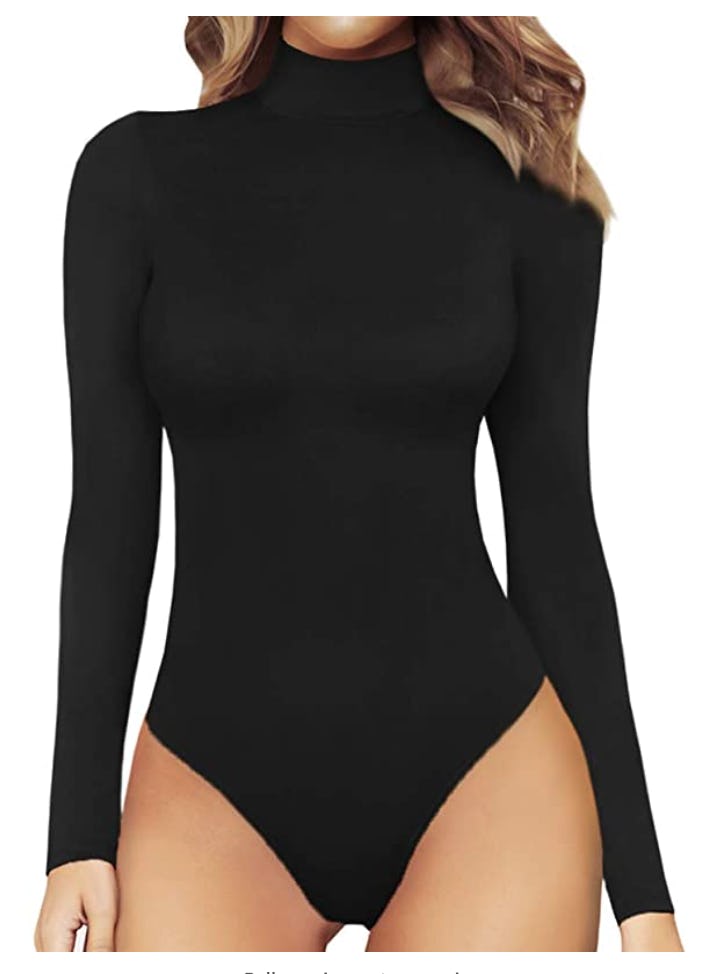 MANGOPOP Mock Turtle Neck Long Sleeve Bodysuit