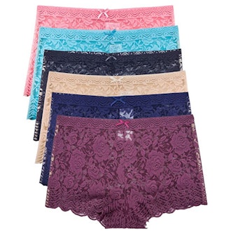 Barbra Lingerie Lace Boyshort Panties (6-Pack)