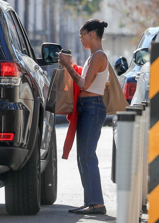 Zoë Kravitz wearing Mary Jane ballet flats from The Row.