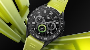 Tag Heuer's latest smartwatch on a rubber strap.