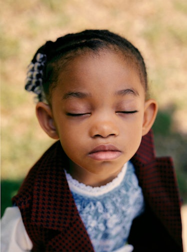 young girl with closed eyes