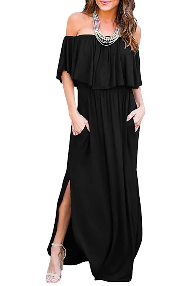 THANTH Off The Shoulder Ruffle Dress