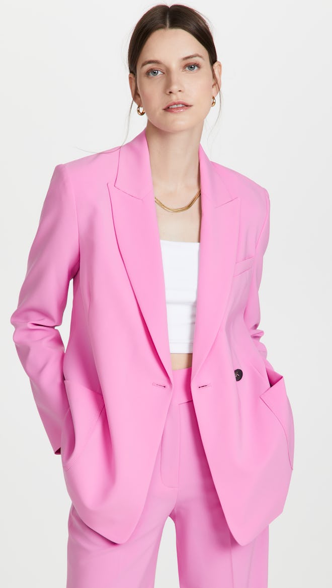 Jonathan Simkhai Charlize Twill Combo Oversized Blazer