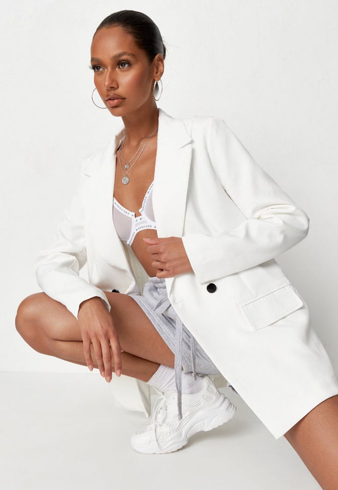 White Longline Tailored Blazer