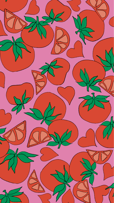 valentines day phone wallpaper: tomatoes and hearts
