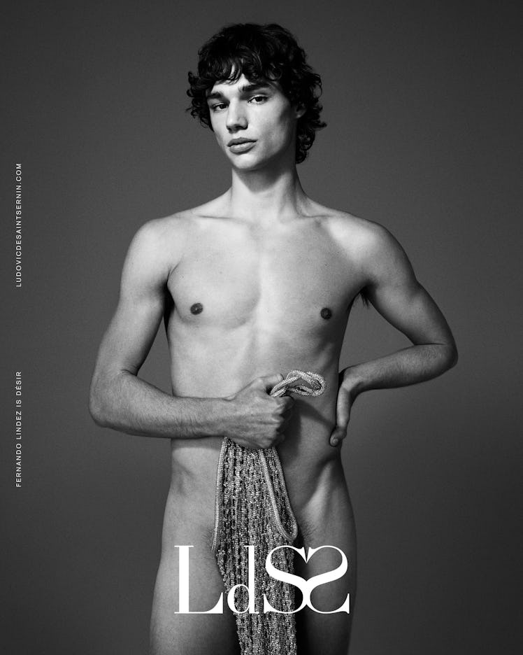 A naked model in Ludovic de Saint Sernin's spring 2022 campaign