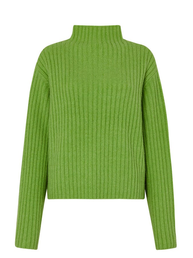 Skye Boxy Green Ribbed Jumper