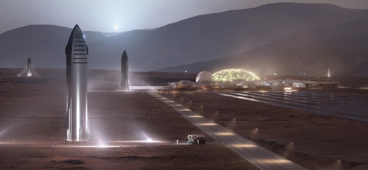 An artist's rendering of the Starship on Mars.