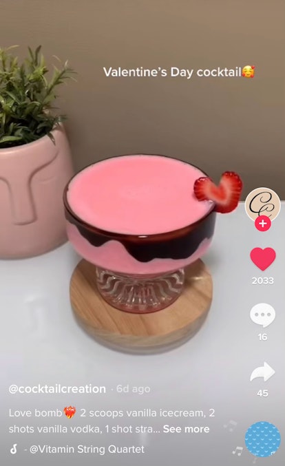 This Valentine's Day Love Bomb cocktail recipes from TikTok is like an ice cream sundae in a glass.