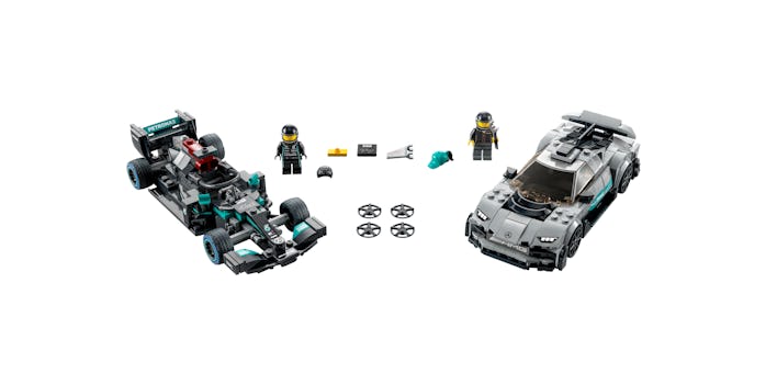 Lego's Mercedes-AMG set with the F1 W12 E Performance and the One hypercar concept.