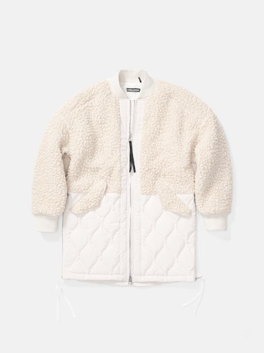white shearling and quilted jacket