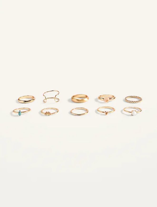 Gold-Toned Rings Variety 10-Pack