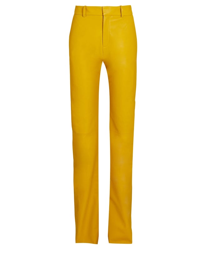 Sergio Hudson yellow leather pants.