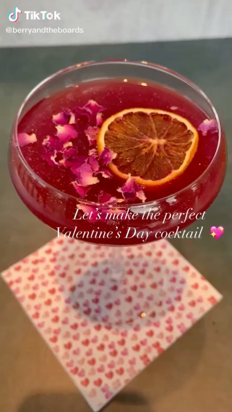 This Valentine's cocktail recipe from TikTok is a rose petal cocktail.