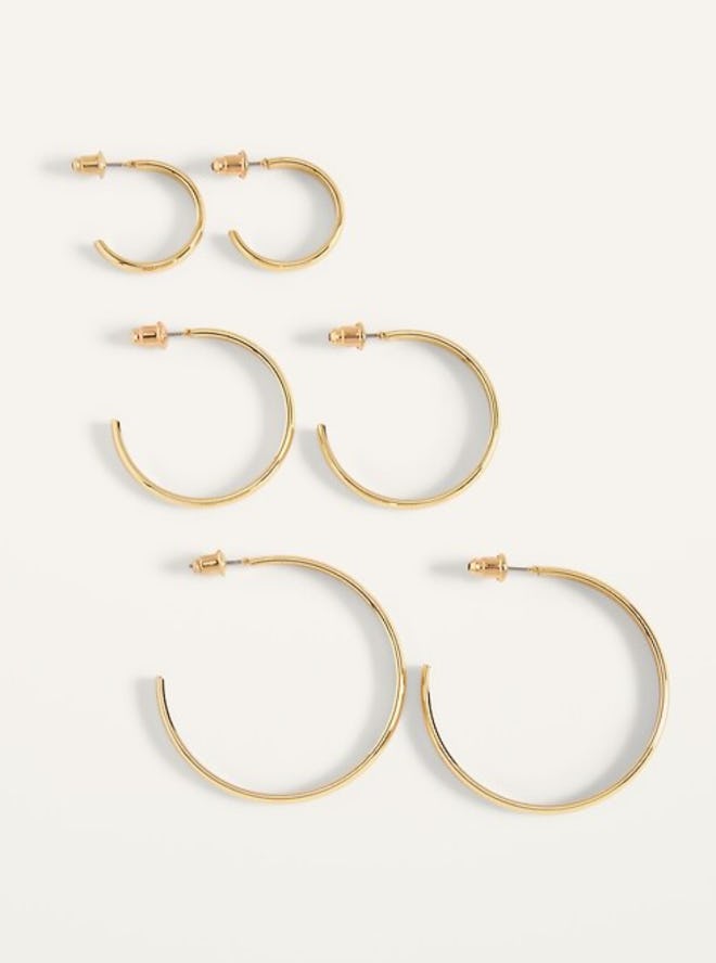 Real Gold-Plated Hoop Earrings 3-Pack