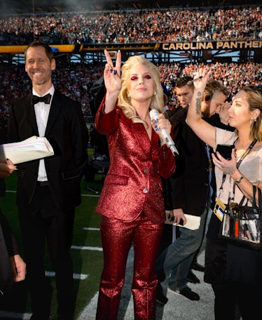 Lady Gaga attends Super Bowl 50 