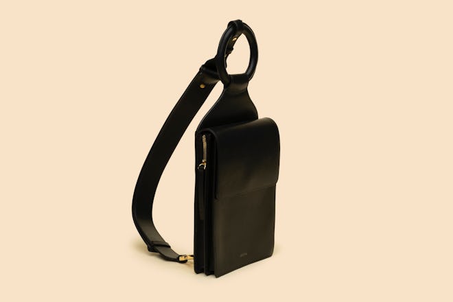 ASHYA black geometric cross-body bag