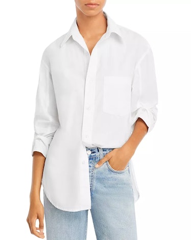 a white button-up shirt