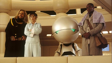 Sam Rockwell, Zooey Deschanel, and Mos Def in The Hitchhiker’s Guide to the Galaxy