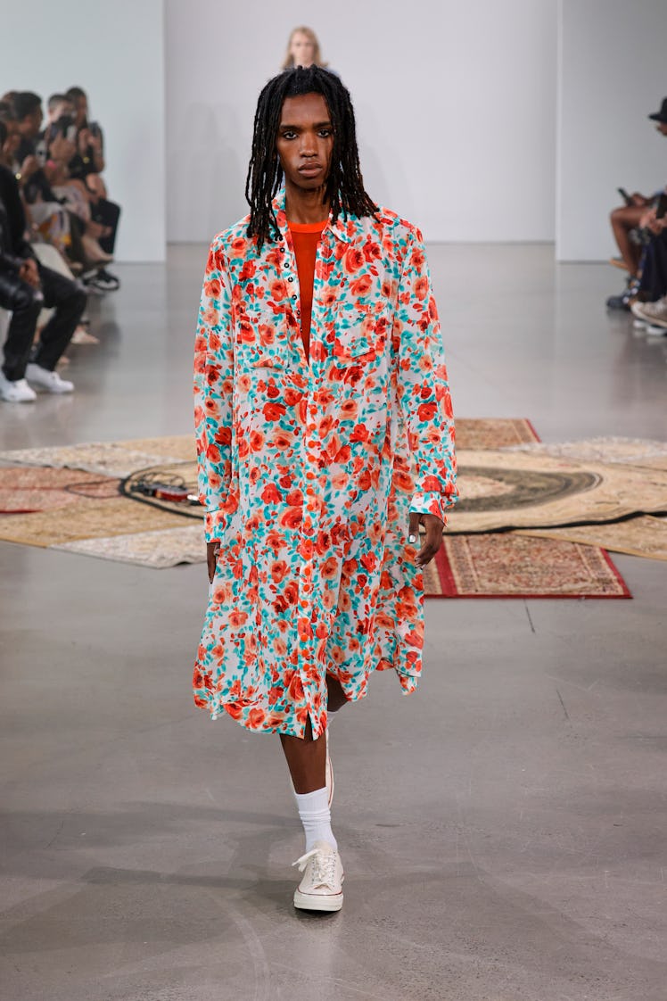 A model walks the runway for Kenneth Nicholson during NYFW: The Shows at Gallery at Spring Studios 