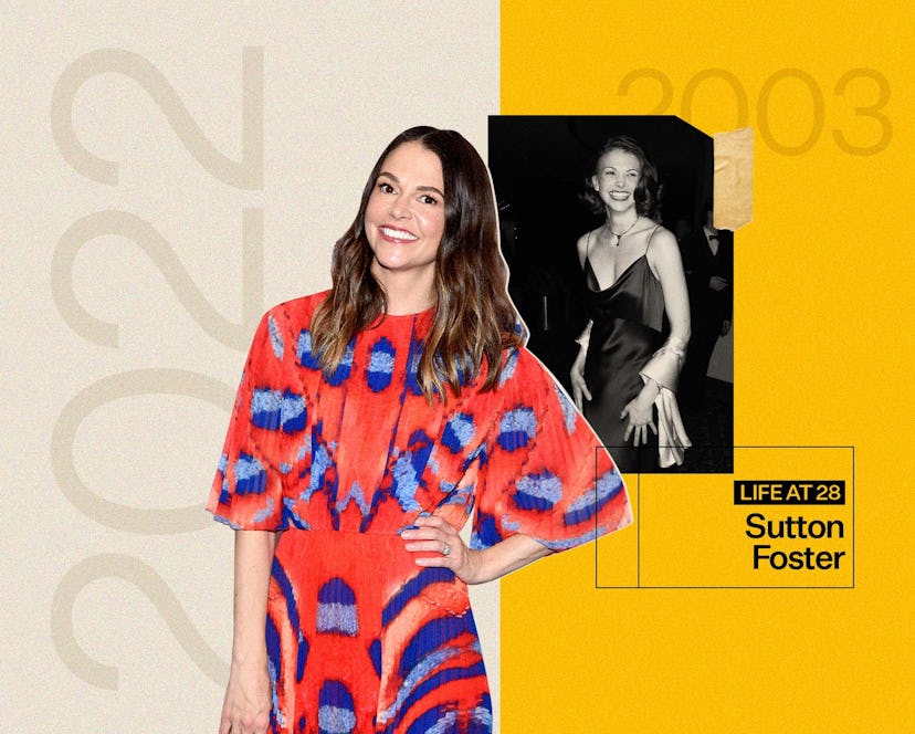 Sutton Foster, age 28, was dating Christian Borle and setting up a Broadway career.