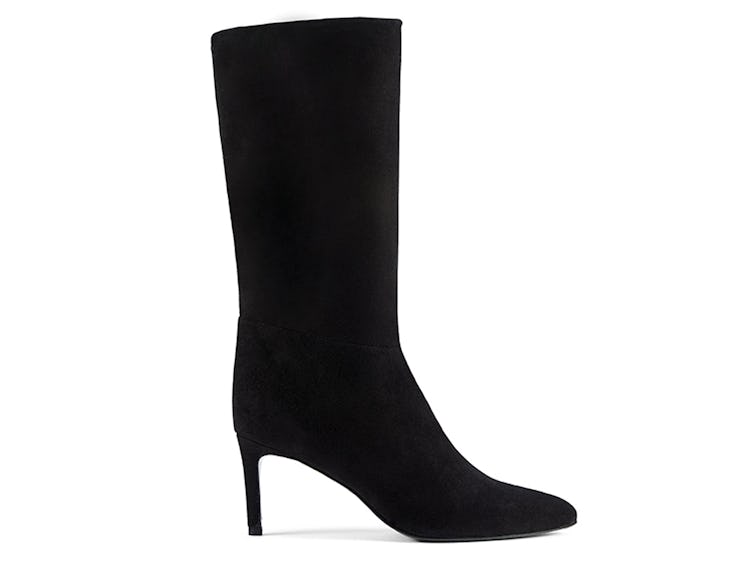 black suede mid-calf boots