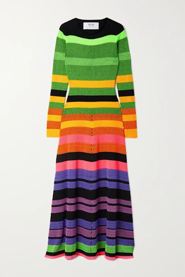Striped Ribbed-Knit Maxi Dress Christopher John Rogers
