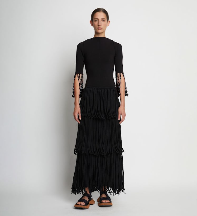 Proenza Schouler Textured Knit Beaded Fringe Dress