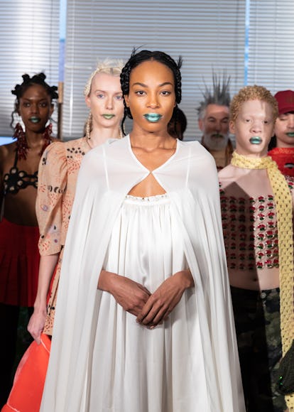 braided hair updo at NYFW