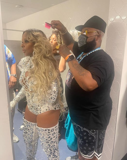 Tym Wallace does Mary J Blige's hair for Super Bowl halftime