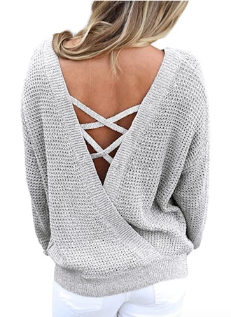 Asvivid Criss Cross V-Back Sweater