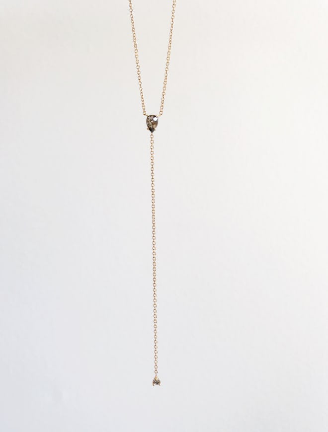 Fine jewelry: A.M. Thorne Salt + Pepper Pear Diamond Drop Necklace