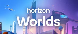 A logo for Meta's Horizon World's VR app