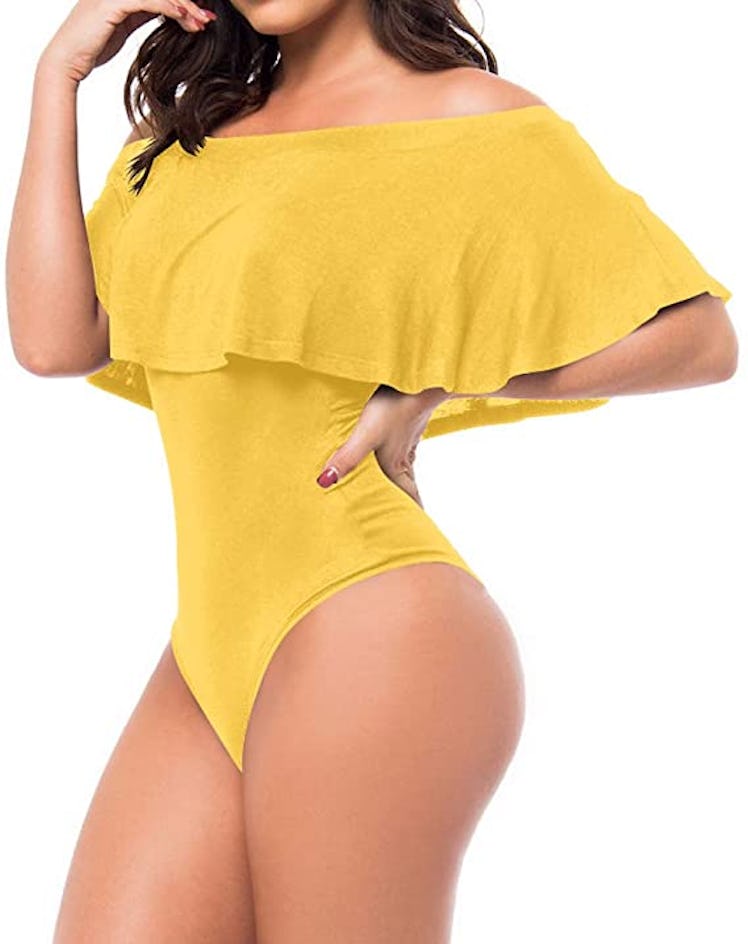 Dasbayla Off-Shoulder Ruffle Sleeve Bodysuit