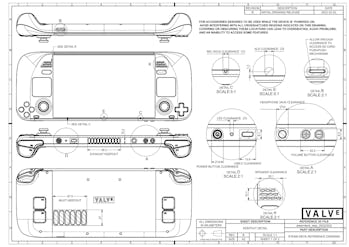 Schematic drawings for the Steam Deck released by Valve.