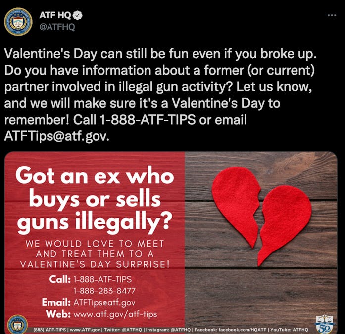 ATF Valentine's Day illegal gun activity tweet